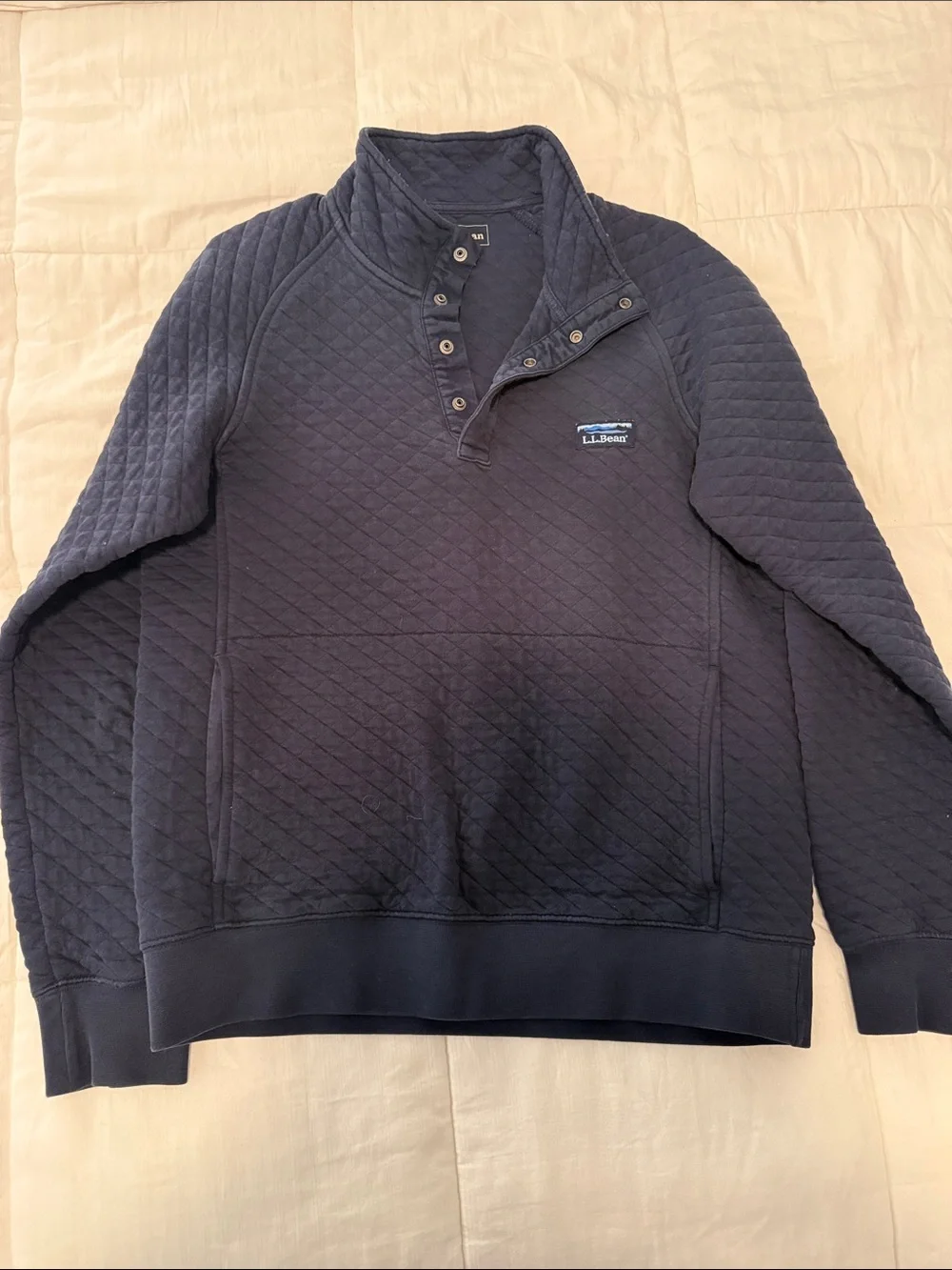 L.L. Bean Men's Quilted Sweatshirt Mockneck (Navy)